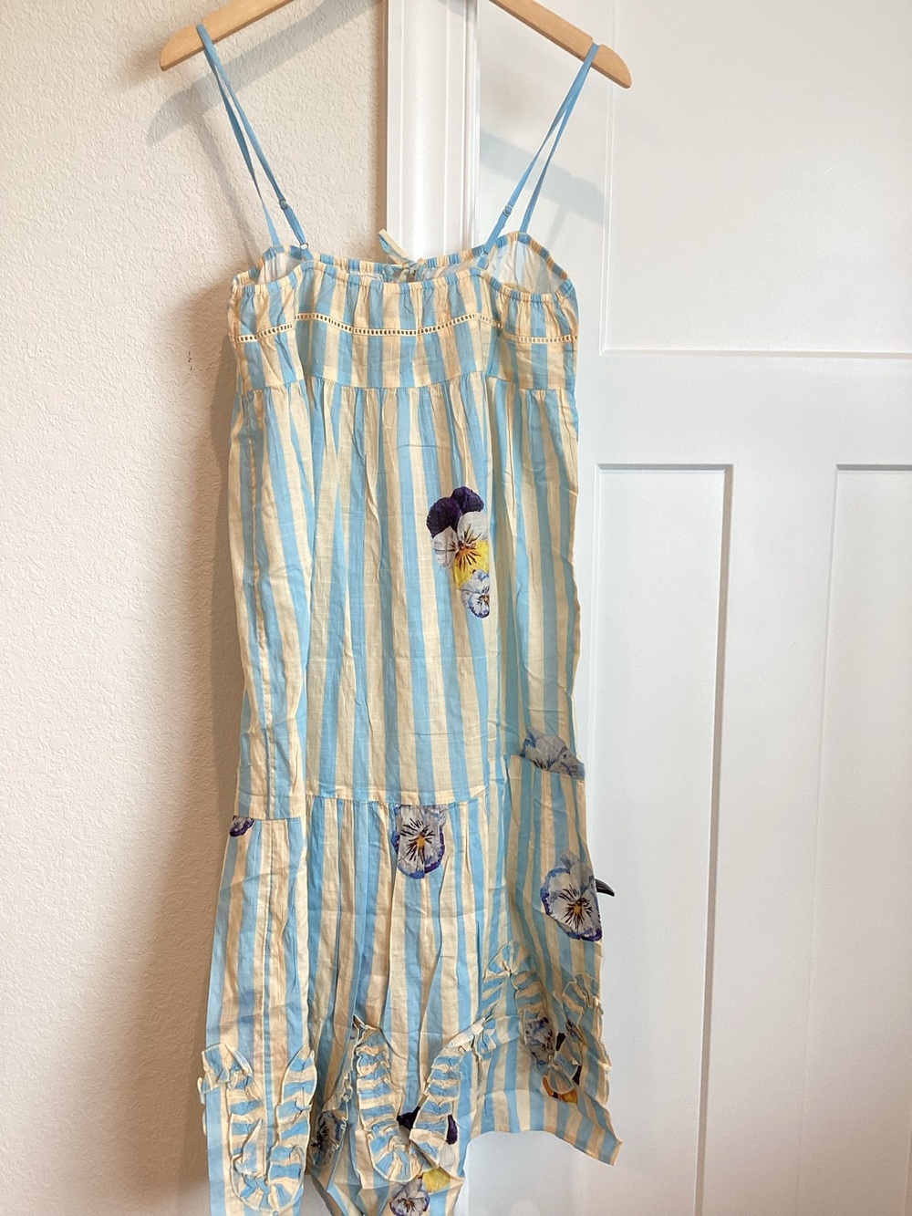Anthropologie Nap Dress LyreBird Night Gown New Small Blue Pansy - Picture 5 of 9